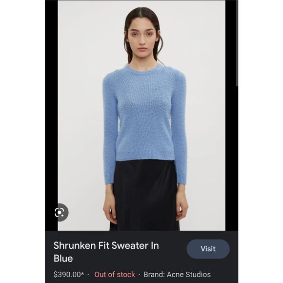 Acne Studios Shrunken Fit Sweater in Blue Fuzzy NWT Small Pullover Pilled Wool - Picture 6 of 6